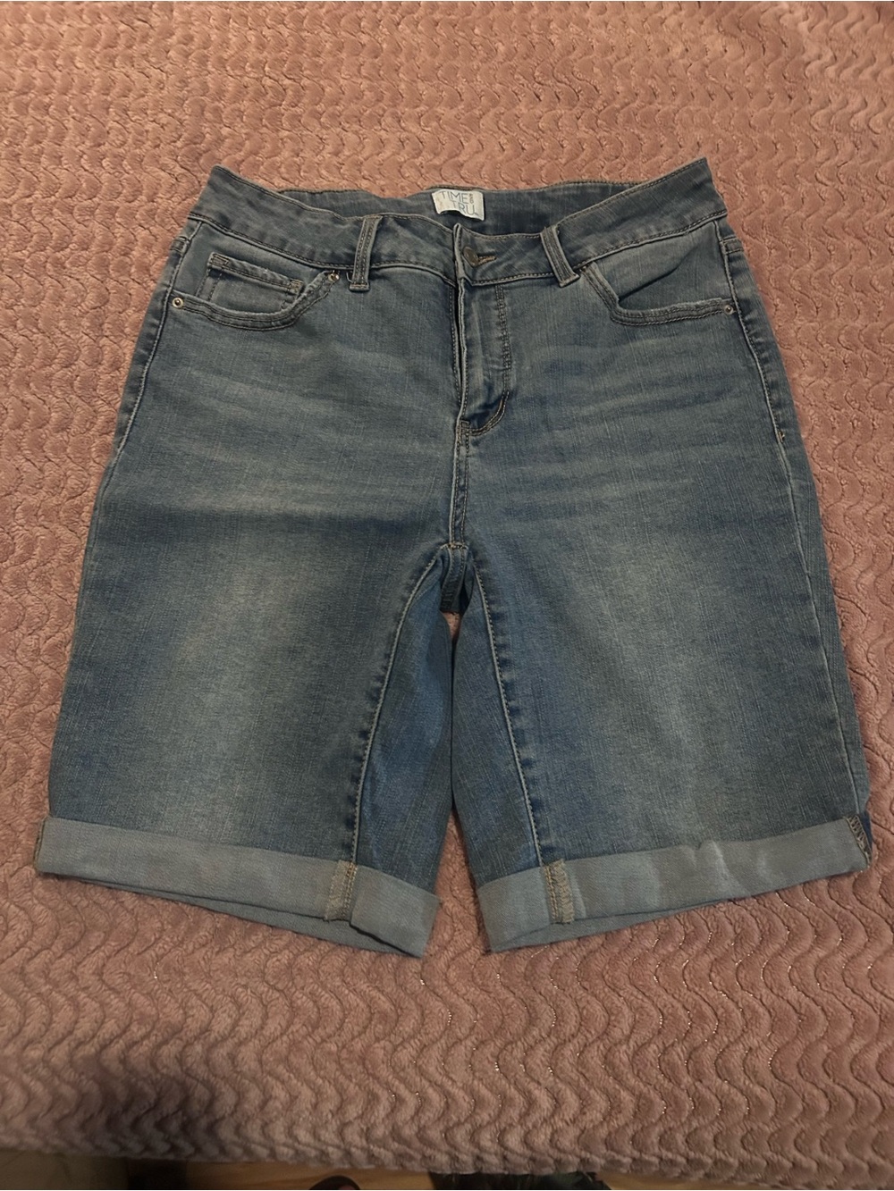 Classic Blue Denim Women’s Cuffed Bermuda Shorts